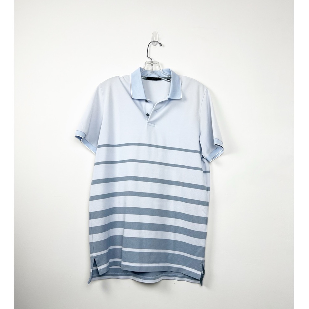 Greyson Golf Mens Pima Cotton Stretch Knit Blue Striped Logo Polo S